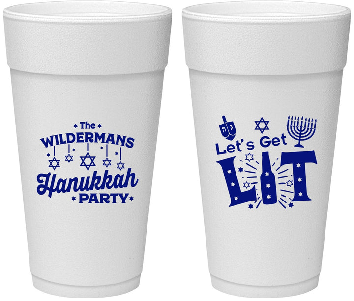 Personalized Hanukkah 24 oz Foam Cups - Lets Get Lit | 270022