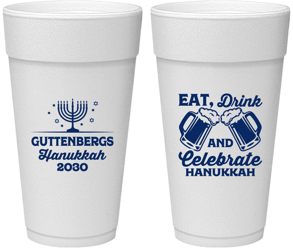 Personalized Hanukkah 24 oz Foam Cups - Menorah | 270023