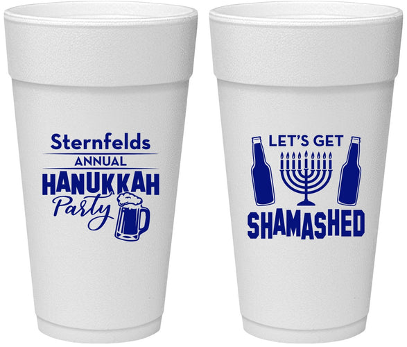 Personalized Hanukkah 24 oz Foam Cups - Menorah | 270026