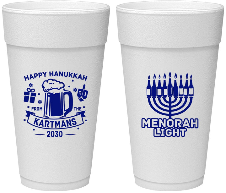 Personalized Hanukkah 24 oz Foam Cups - Menorah | 270028