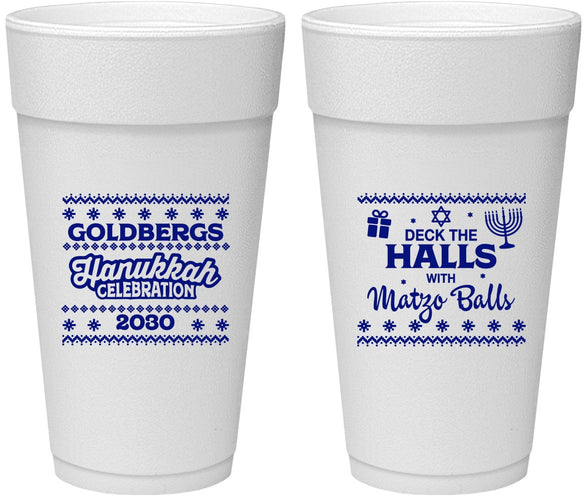 Personalized Hanukkah 24 oz Foam Cups - Matzo Balls | 270029