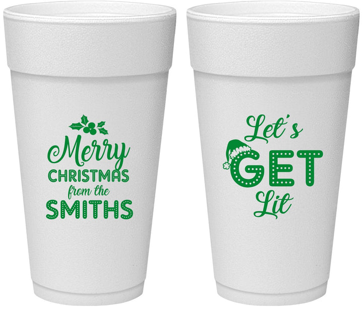 Personalized Christmas 24 oz Foam Cups - Lets Get Lit | 280001