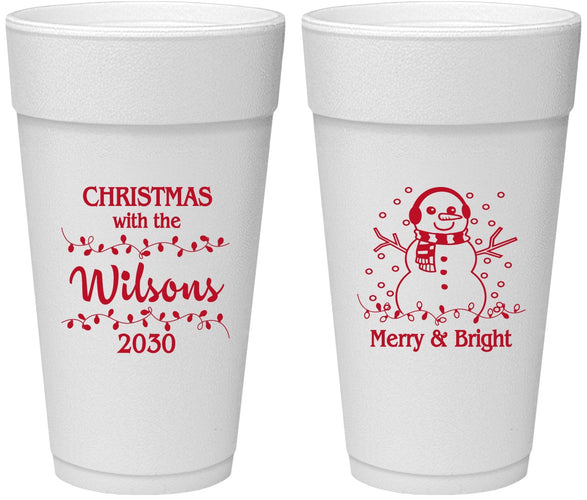 Personalized Christmas 24 oz Foam Cups - Snowman | 280002