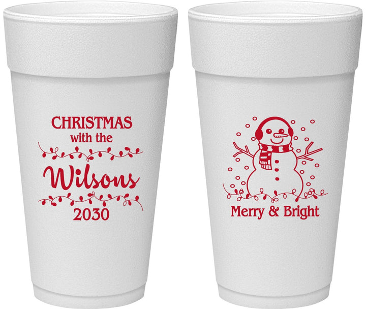 Personalized Christmas 24 oz Foam Cups - Snowman | 280002