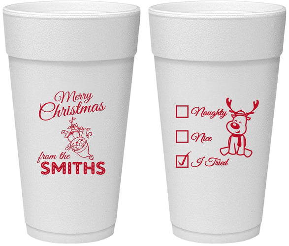 Personalized Christmas 24 oz Foam Cups - Naughty Or Nice | 280004