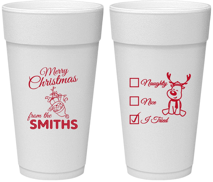 Personalized Christmas 24 oz Foam Cups - Naughty Or Nice | 280004