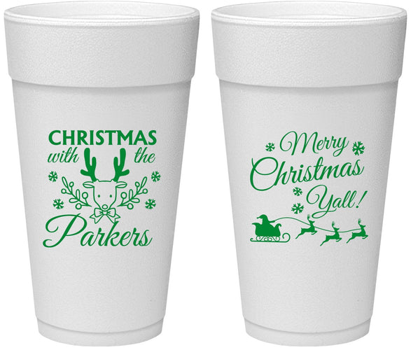 Personalized Christmas 24 oz Foam Cups - Reindeer | 280005