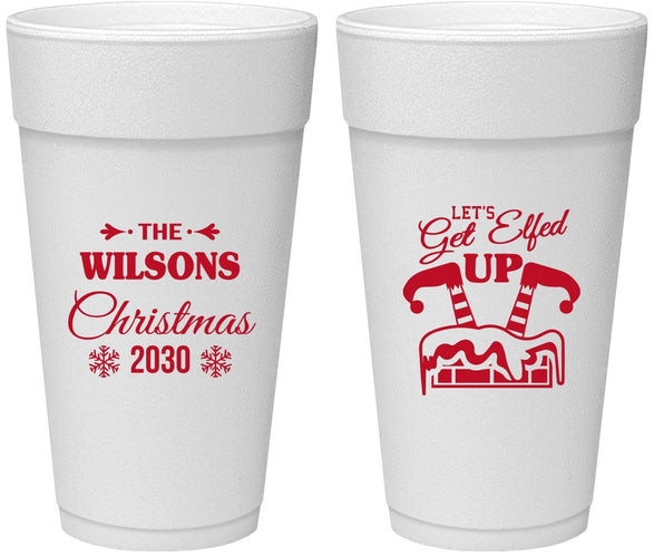 Personalized Christmas 24 oz Foam Cups - Lets Get Elfed Up | 280006