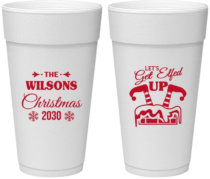 Personalized Christmas 24 oz Foam Cups - Lets Get Elfed Up | 280006