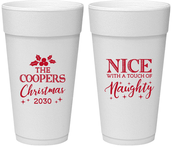 Personalized Christmas 24 oz Foam Cups - Naughty Or Nice | 280008