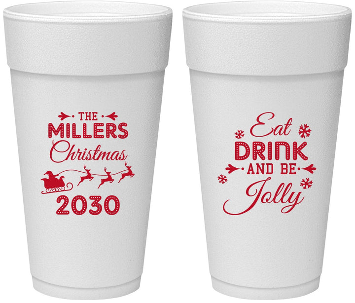 Personalized Christmas 24 oz Foam Cups - Eat Drink And Be Jolly | 280010