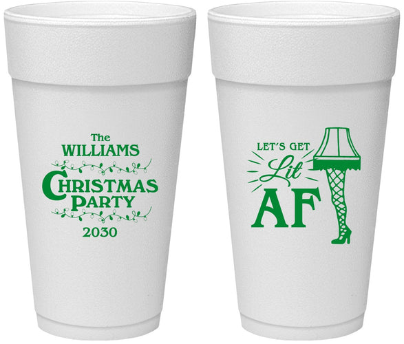 Personalized Christmas 24 oz Foam Cups - Lit Af | 280011