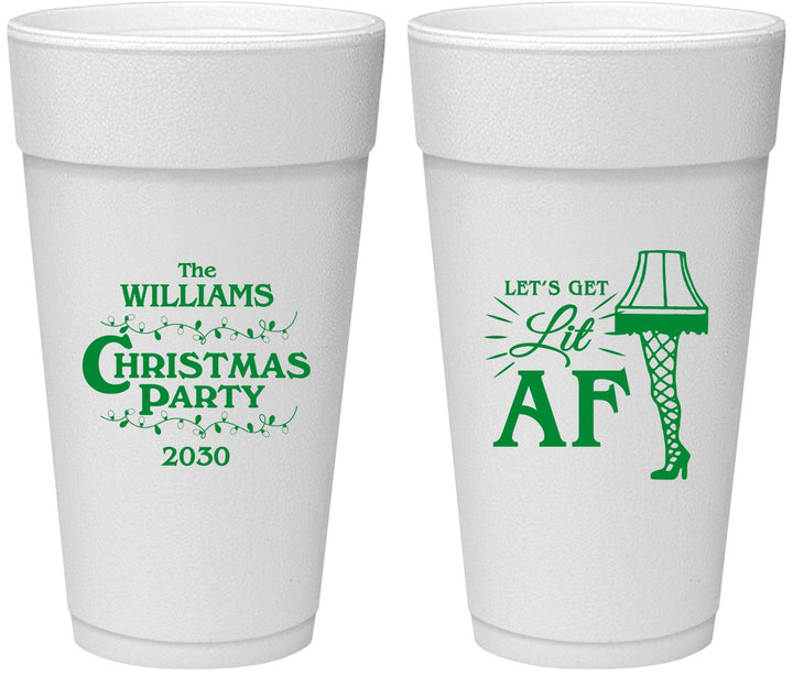 Personalized Christmas 24 oz Foam Cups - Lit Af | 280011