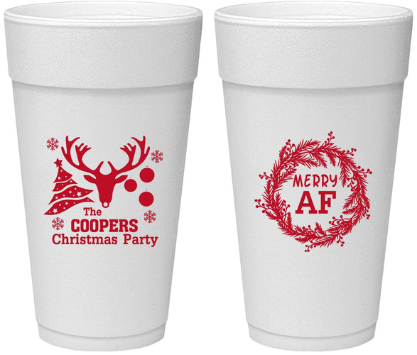 Personalized Christmas 24 oz Foam Cups - Merry Af | 280014