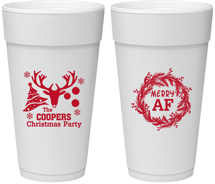Personalized Christmas 24 oz Foam Cups - Merry Af | 280014