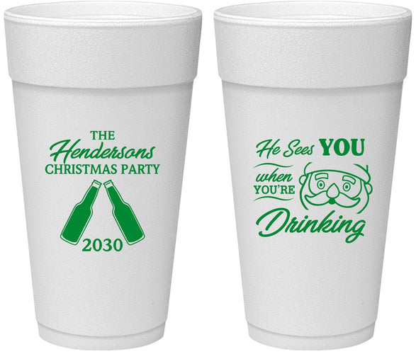 Personalized Christmas 24 oz Foam Cups - Santa | 280015