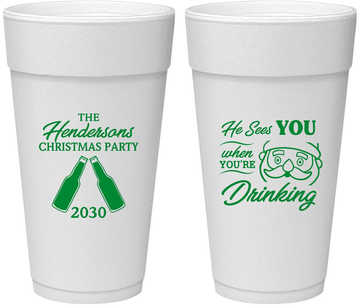 Personalized Christmas 24 oz Foam Cups - Santa | 280015