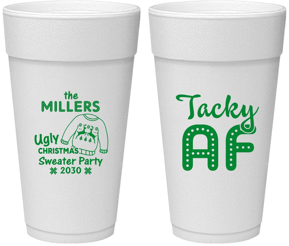 Personalized Christmas 24 oz Foam Cups - Tacky Af | 280017