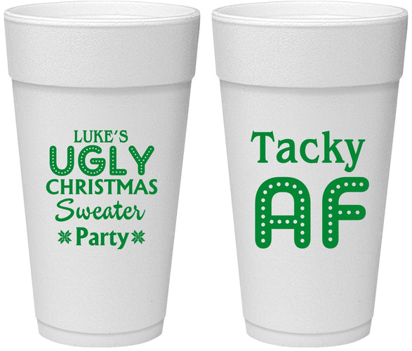 Personalized Christmas 24 oz Foam Cups - Tacky Af | 280021
