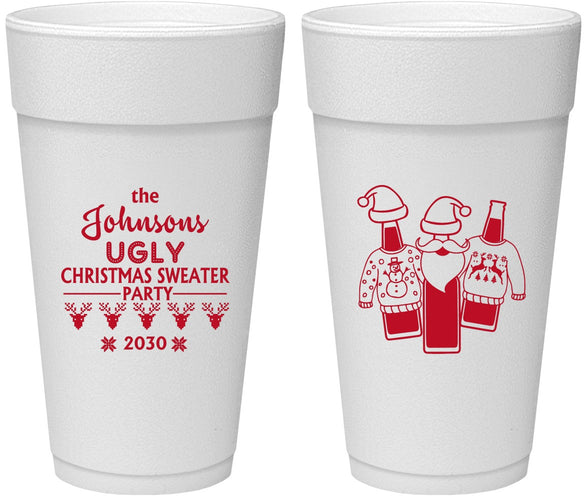 Personalized Christmas 24 oz Foam Cups - Ugly Sweater | 280022