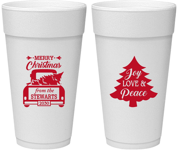 Personalized Christmas 24 oz Foam Cups - Christmas Tree | 280026