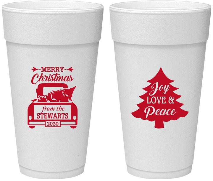 Personalized Christmas 24 oz Foam Cups - Christmas Tree | 280026