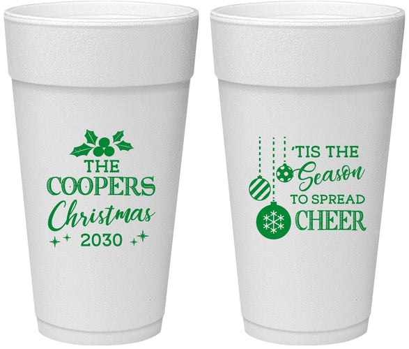 Personalized Christmas 24 oz Foam Cups - Tis The Season | 280027