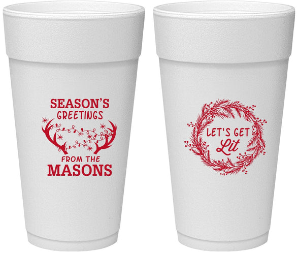 Personalized Christmas 24 oz Foam Cups - Lets Get Lit | 280032