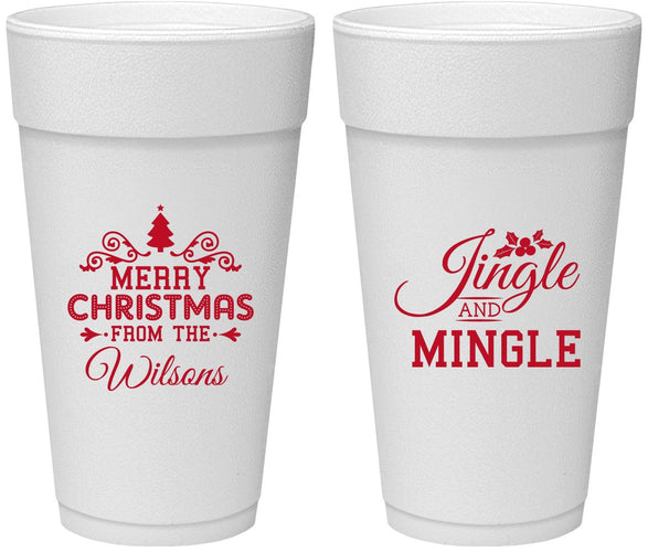 Personalized Christmas 24 oz Foam Cups - Jingle And Mingle | 280034