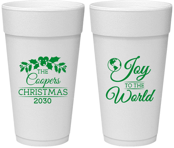 Personalized Christmas 24 oz Foam Cups - Joy To The World | 280035