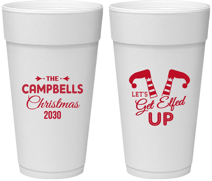 Personalized Christmas 24 oz Foam Cups - Lets Get Elfed Up | 280036