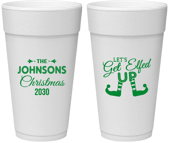 Personalized Christmas 24 oz Foam Cups - Lets Get Elfed Up | 280037