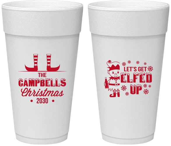 Personalized Christmas 24 oz Foam Cups - Lets Get Elfed Up | 280038