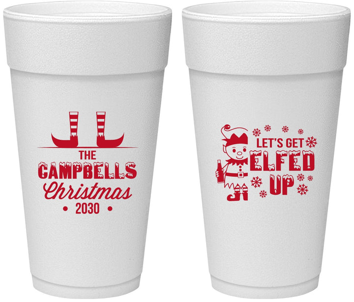 Personalized Christmas 24 oz Foam Cups - Lets Get Elfed Up | 280038