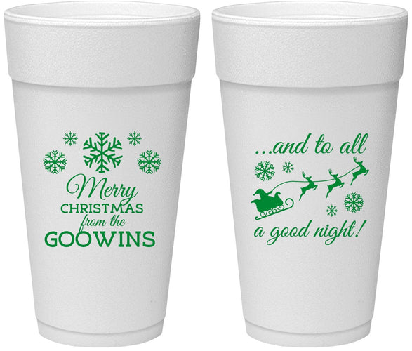 Personalized Christmas 24 oz Foam Cups - To All A Good Night | 280041