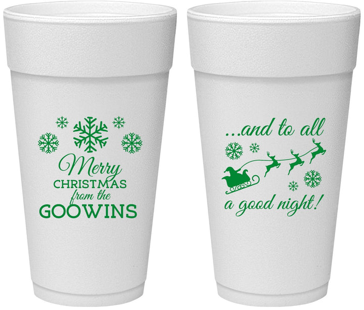Personalized Christmas 24 oz Foam Cups - To All A Good Night | 280041