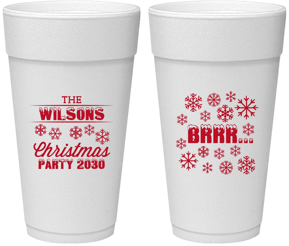 Personalized Christmas 24 oz Foam Cups - Snowflakes | 280042
