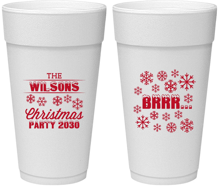 Personalized Christmas 24 oz Foam Cups - Snowflakes | 280042
