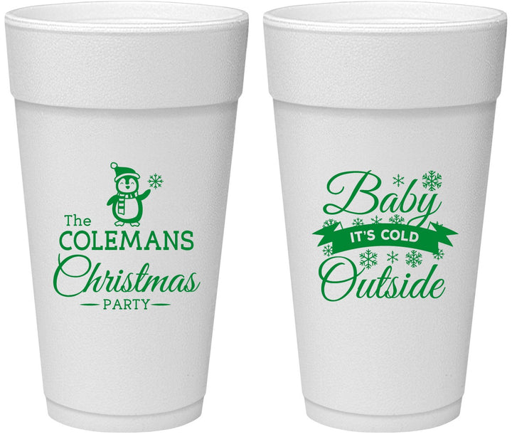 Personalized Christmas 24 oz Foam Cups - Cold Outside | 280043