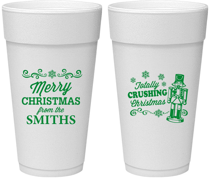Personalized Christmas 24 oz Foam Cups - Snowflakes | 280053