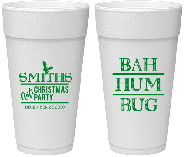 Personalized Christmas 24 oz Foam Cups - Bah Hum Bug | 280057