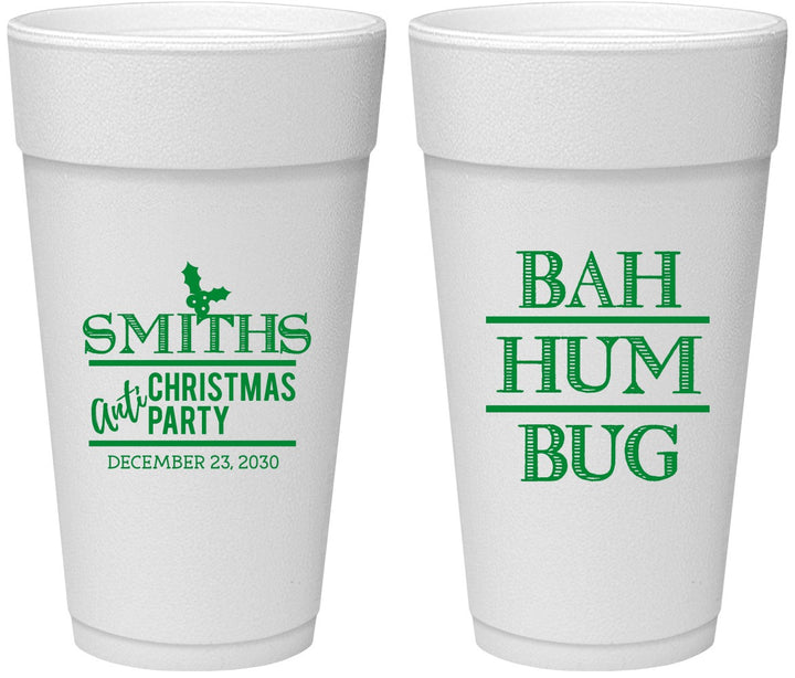 Personalized Christmas 24 oz Foam Cups - Bah Hum Bug | 280057