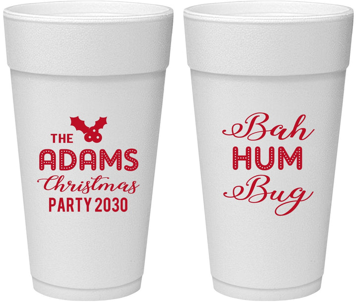 Personalized Christmas 24 oz Foam Cups - Bah Hum Bug | 280058
