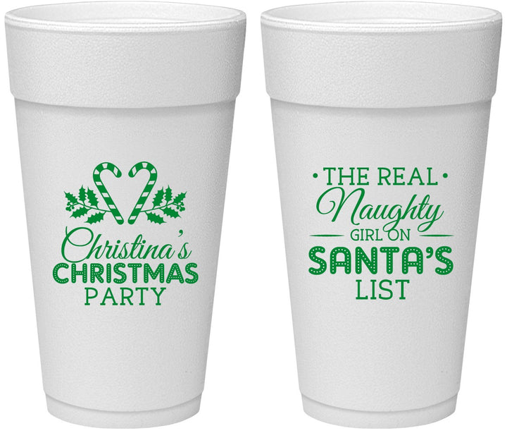 Personalized Christmas 24 oz Foam Cups - Naughty List | 280059