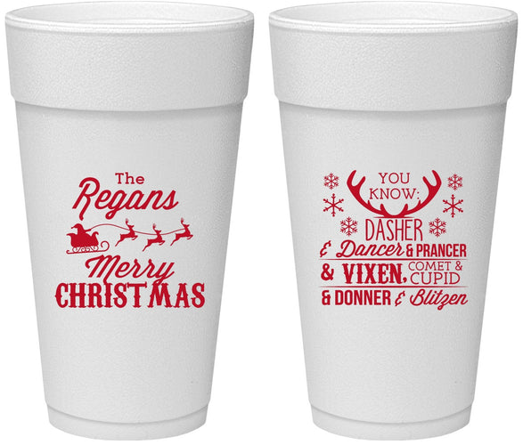 Personalized Christmas 24 oz Foam Cups - Reindeer | 280062