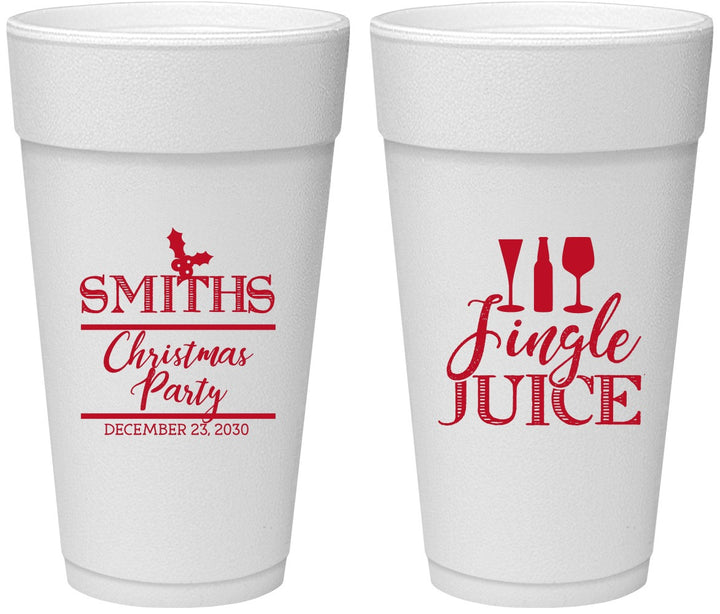 Personalized Christmas 24 oz Foam Cups - Jingle Juice | 280066