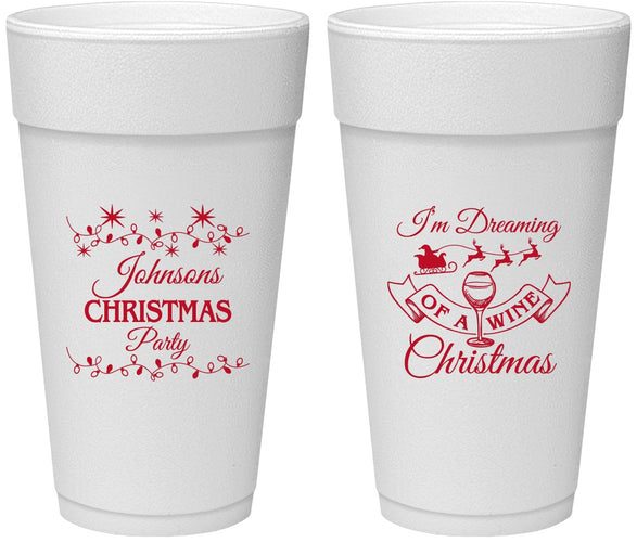 Personalized Christmas 24 oz Foam Cups - Wine | 280068