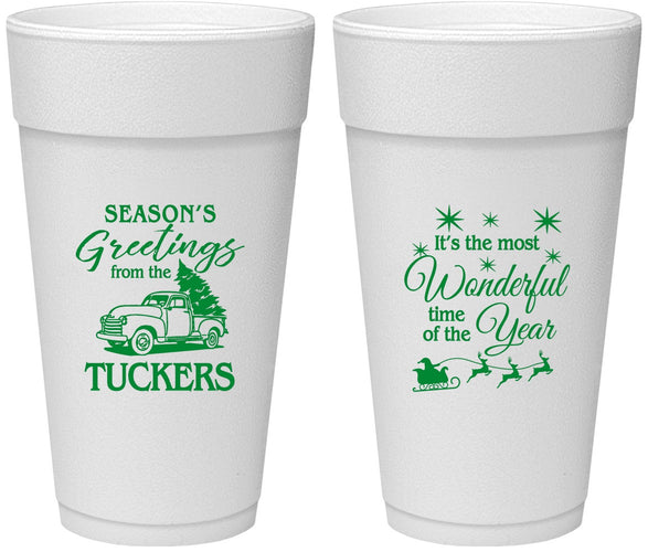 Personalized Christmas 24 oz Foam Cups - Season Greetings | 280071