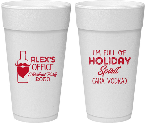 Personalized Christmas 24 oz Foam Cups - Holiday Spirit | 280072