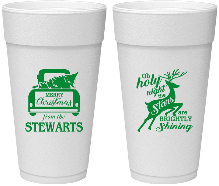 Personalized Christmas 24 oz Foam Cups - Tree | 280073